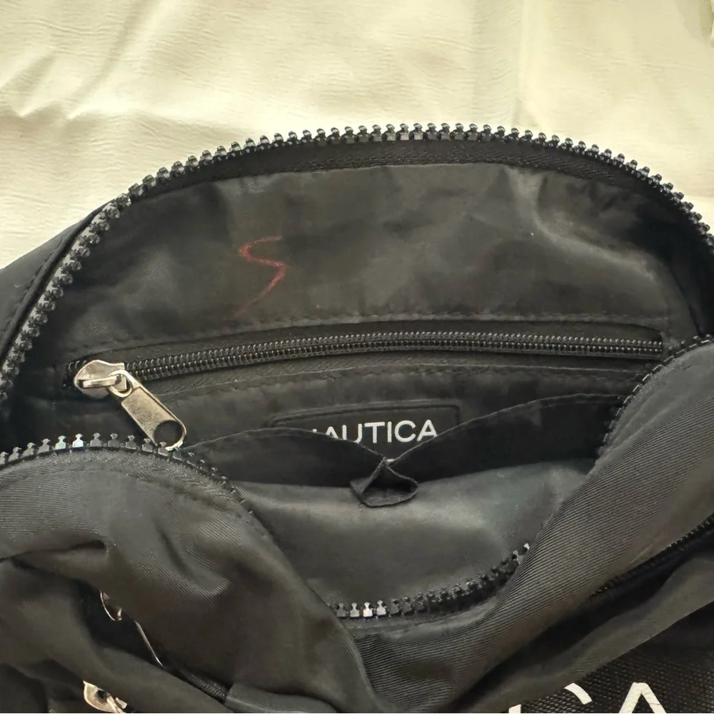 Nautica Bean Crossbody/Belt Bag, Black Nylon, Adjustable Belt Strap - Picture 4 of 6